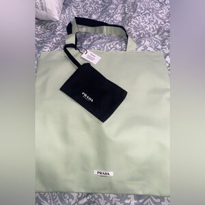 Prada Beauty Mint Green Tote with Black Pouch